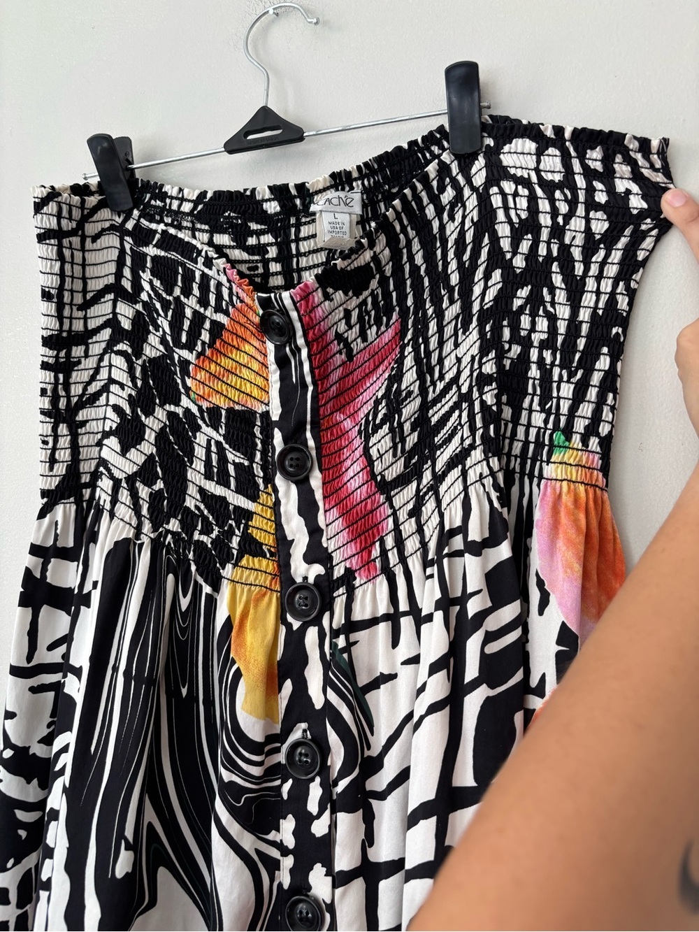 Y2K Silk Cache Black White abstract floral print Strapless Retro Mini Dress Larg